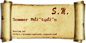 Sommer Mátyás névjegykártya